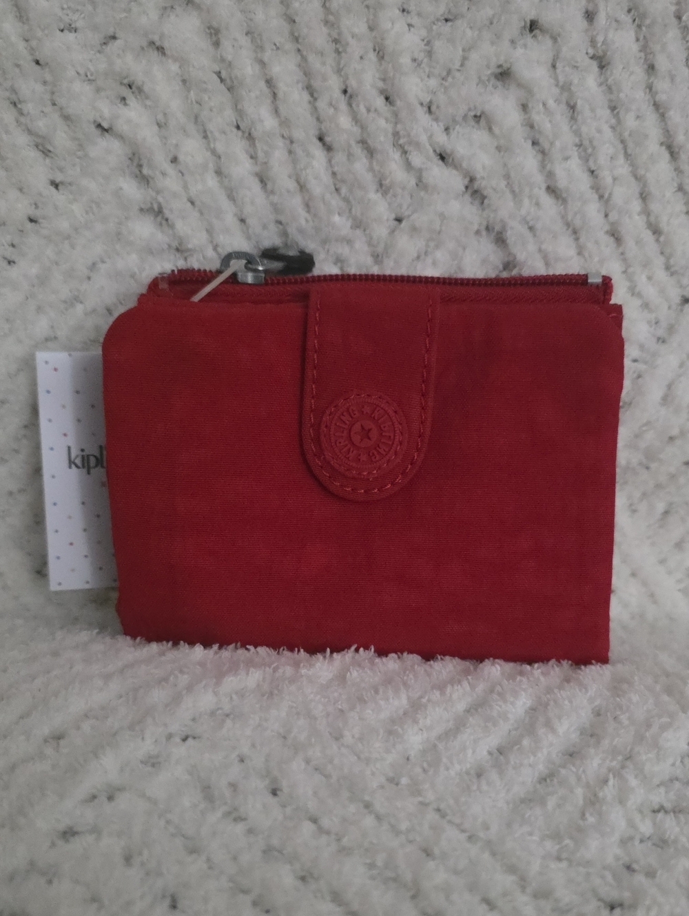 Kipling Scarlet Red Zip Wallet with Snap